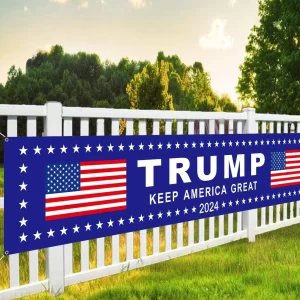 Trump Keep America Great Again 2024 Banners with 4 Grommets Polyester for Yard Advertising Outdoor and Indoor Hanging Decoration